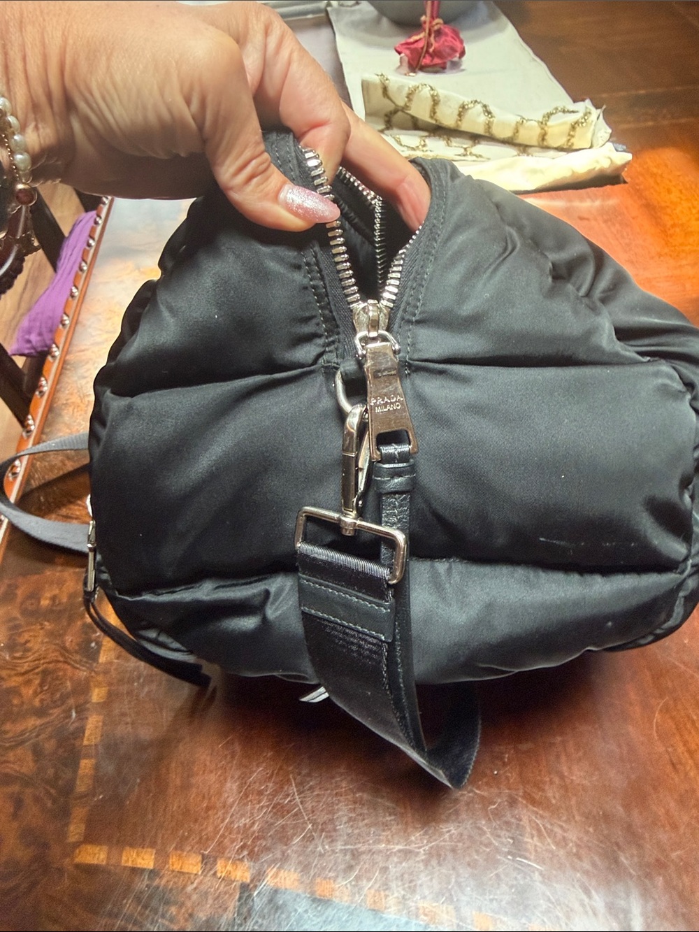 Prada Vintage Black Quilted Puffer Duffel Bag - Picture 6 of 11
